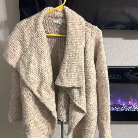 LOFT Cream Open Front Cardigan - Picture 1 of 4